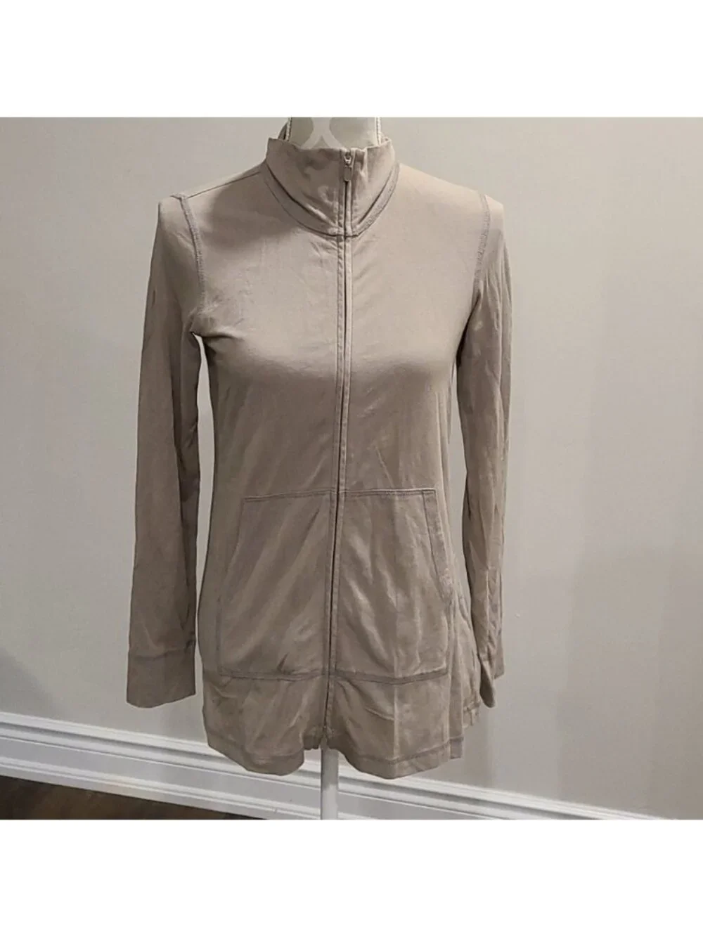 Eileen Fisher taupe zip up jacket
